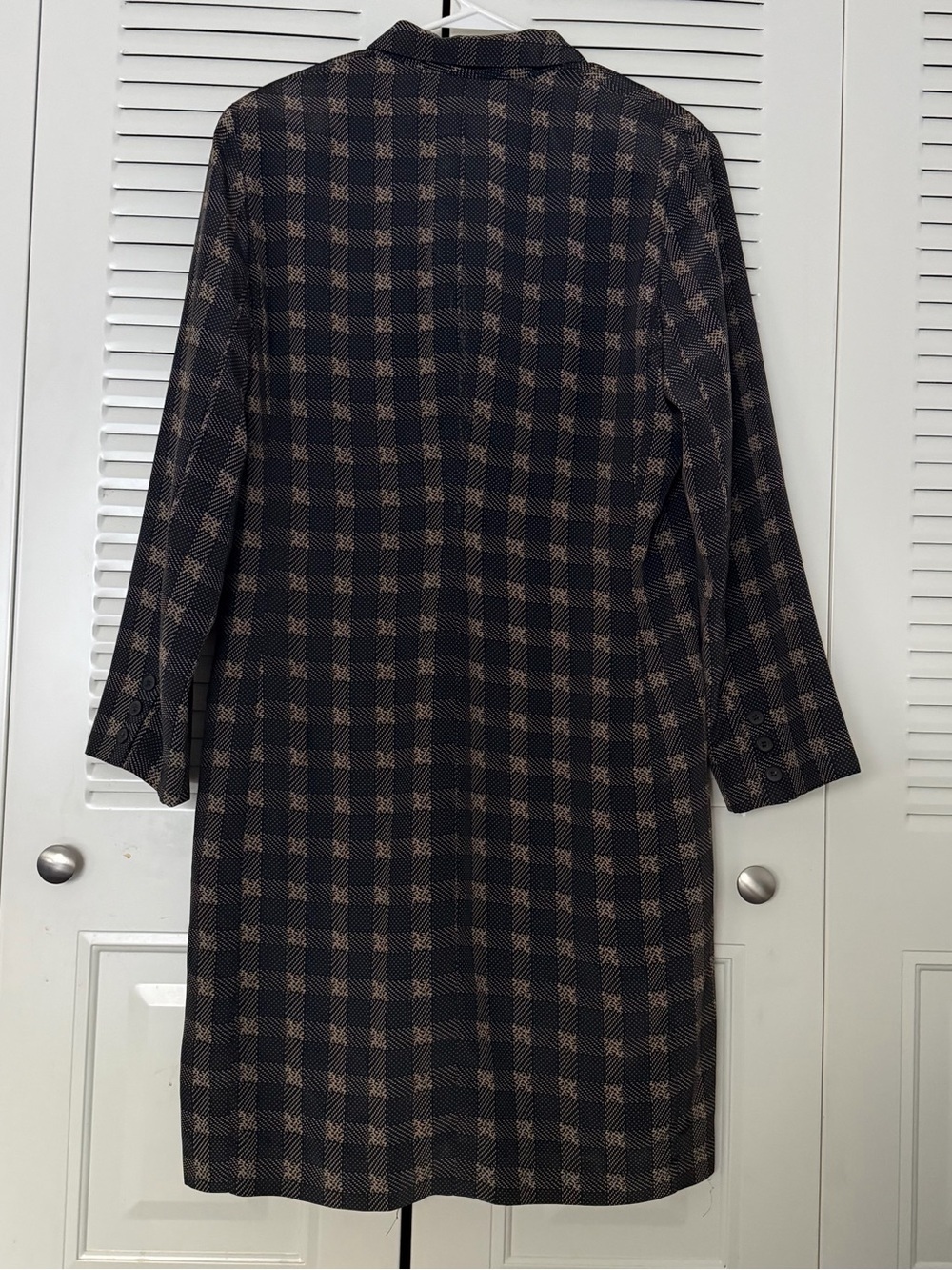 Vintage Hana Sung Plaid Long Sleeve Double-Breasted Women's Dress Size 12 - Picture 2 of 8